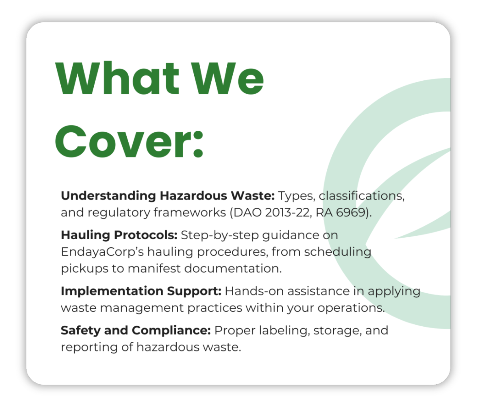 Train Hazardous Waste_Endaya Industries Corporation